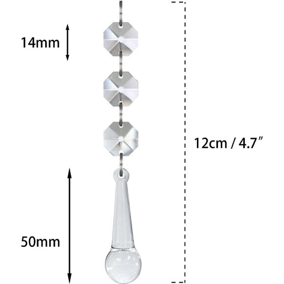 30pk Crystal Ornaments Christmas Tree Finial Raindrop Hanging Crystals Decor - Picture 2 of 3